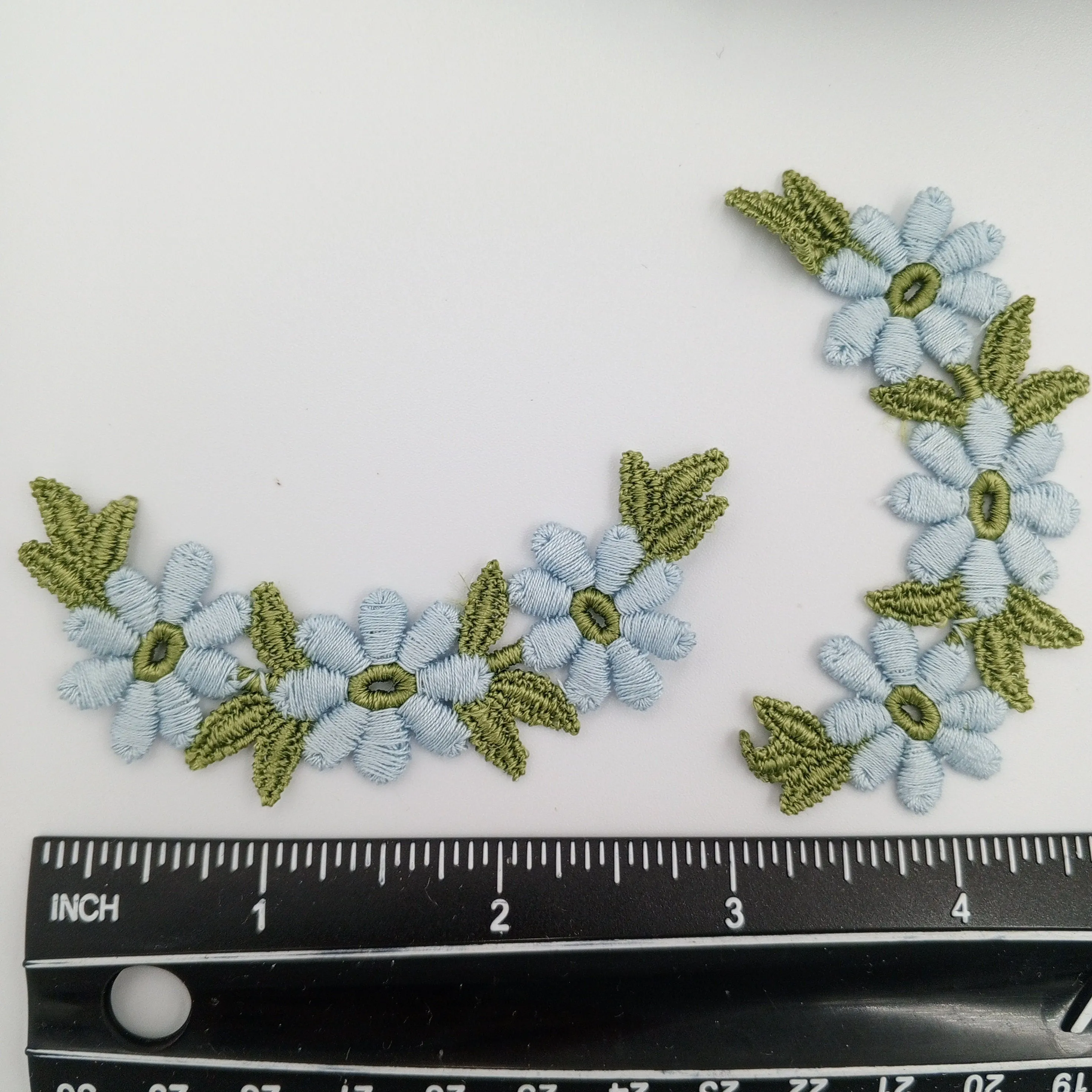 FLORAL VINTAGE appliques blue green flower Patches #231