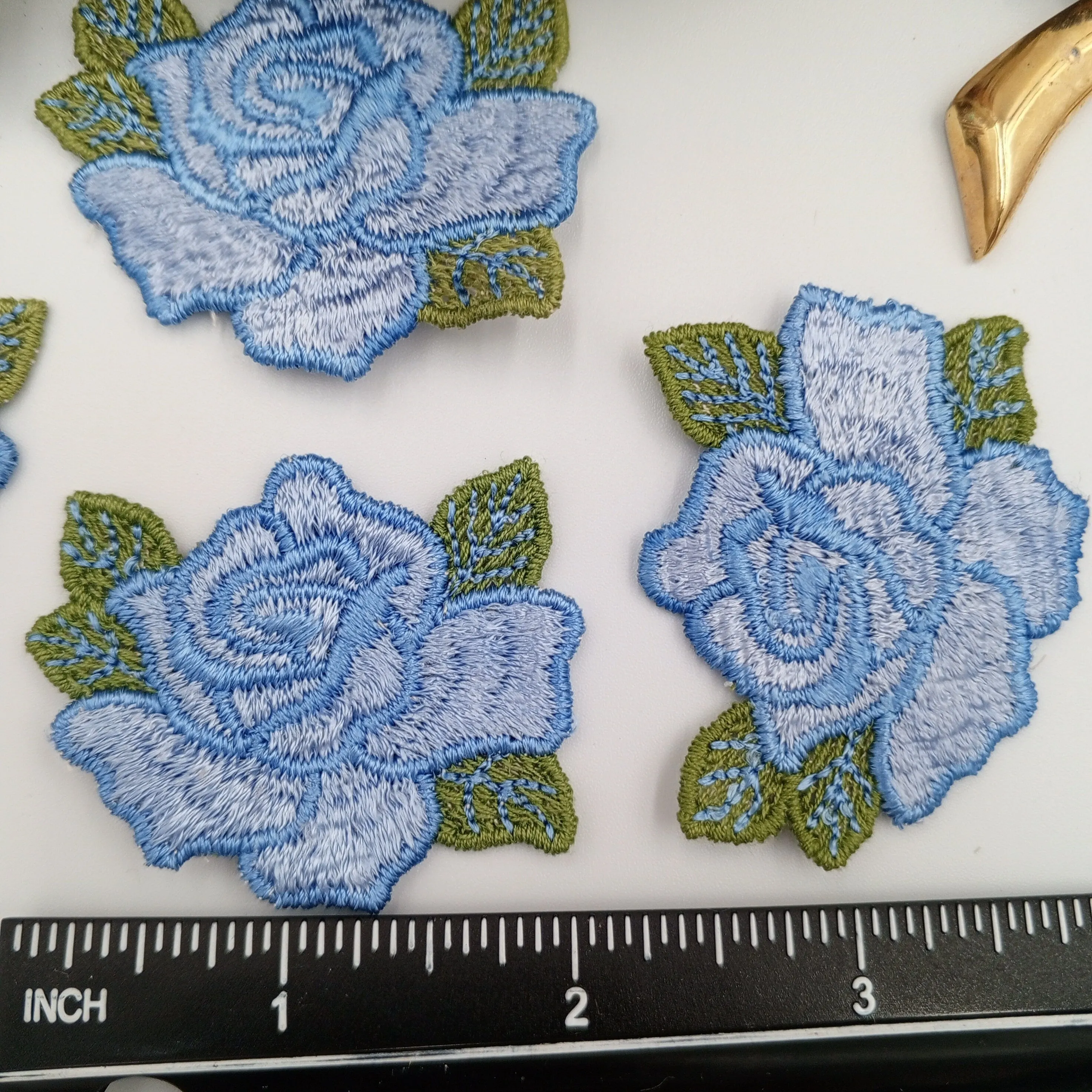 FLORAL VINTAGE appliques blue green flower Patches #243