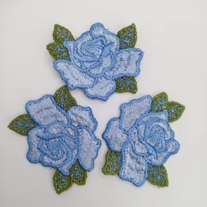 FLORAL VINTAGE appliques blue green flower Patches #243