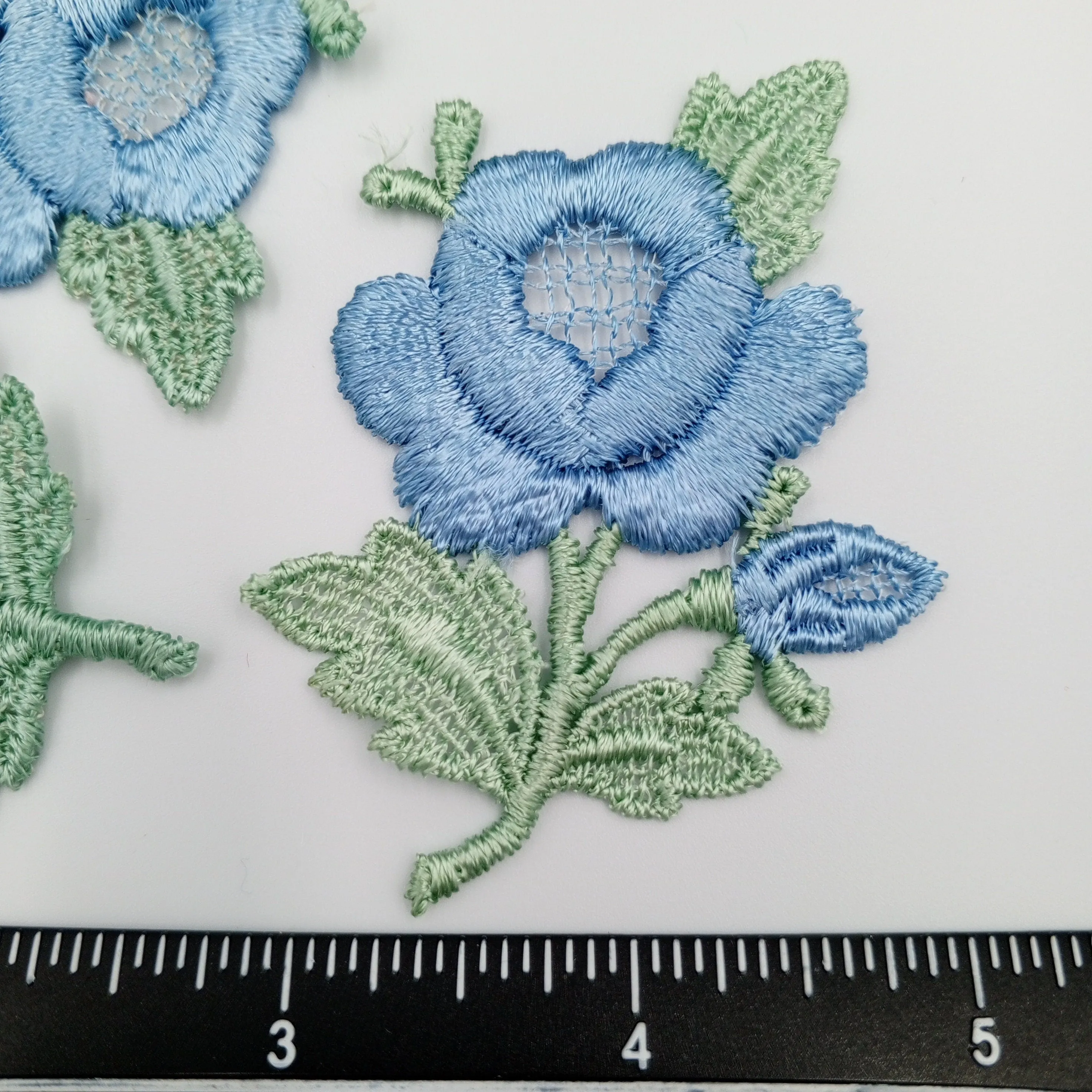FLORAL VINTAGE appliques blue green flower Patches #252