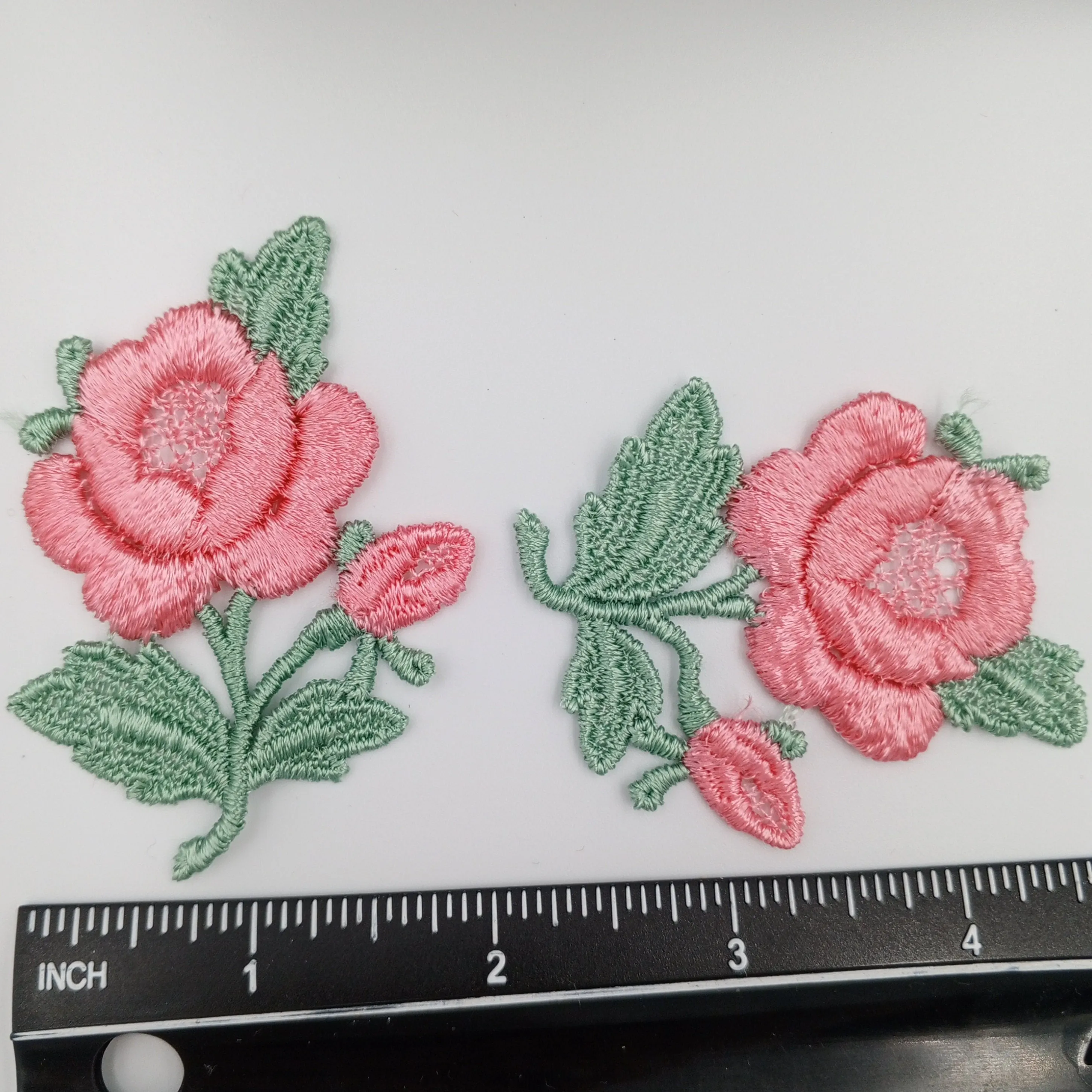 FLORAL VINTAGE appliques pink green flower Patches #251