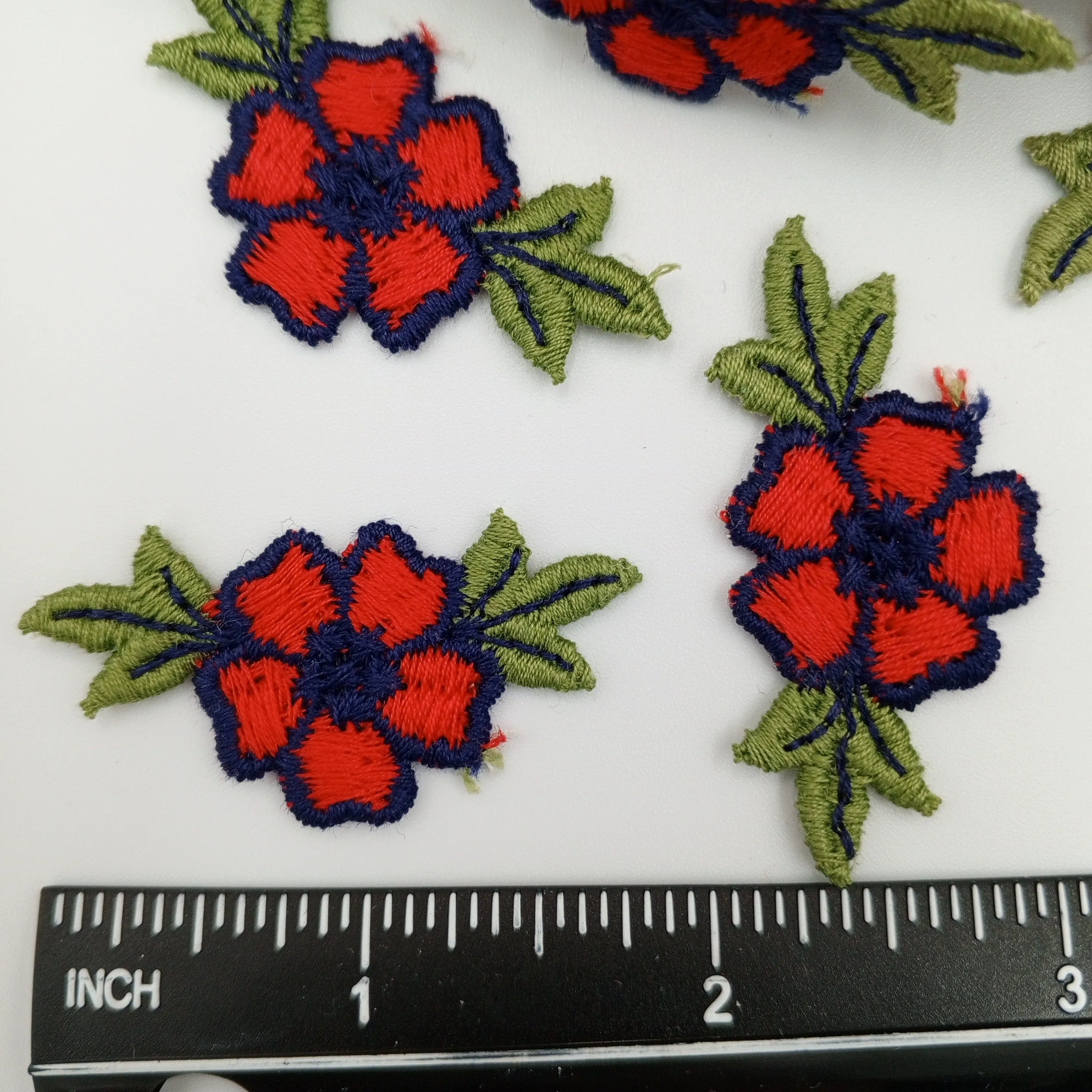 FLORAL VINTAGE appliques red dark blue green flower Patches #233