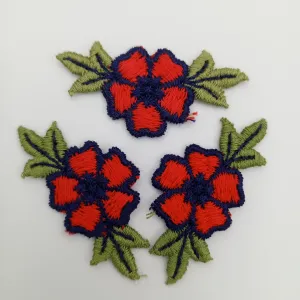FLORAL VINTAGE appliques red dark blue green flower Patches #233