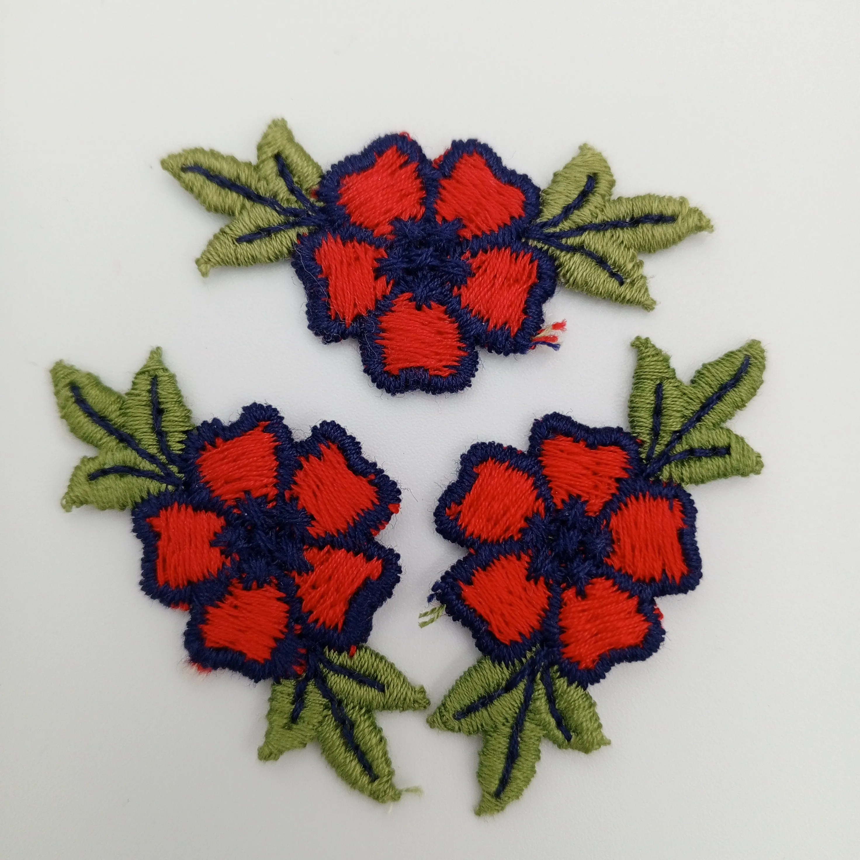 FLORAL VINTAGE appliques red dark blue green flower Patches #233
