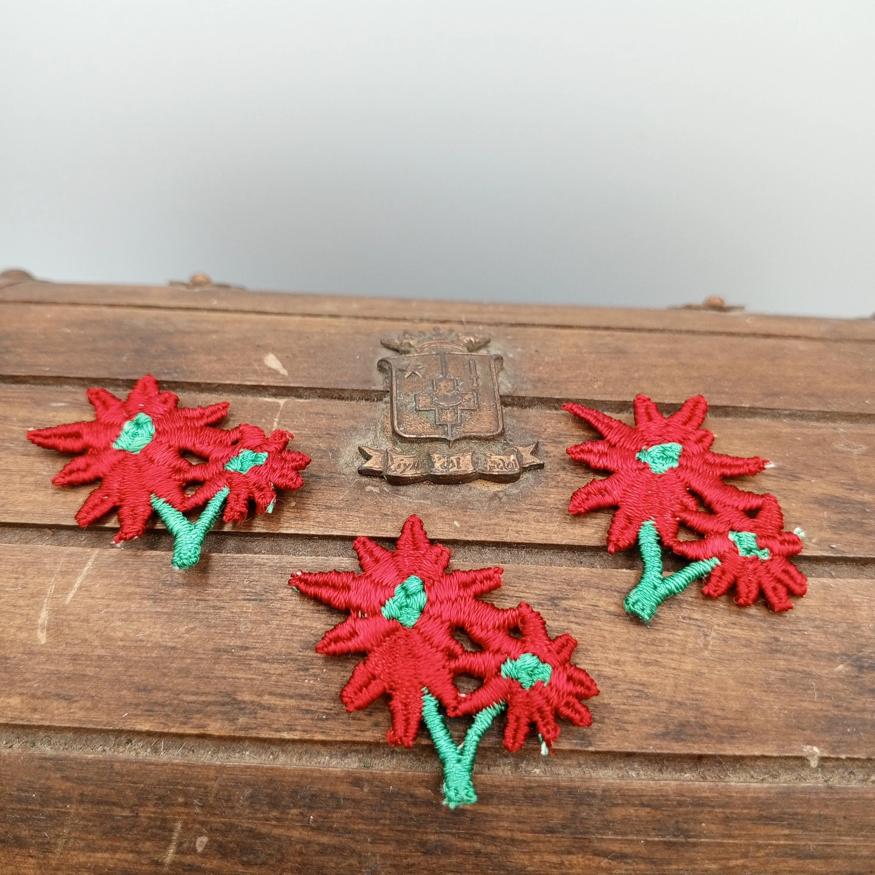 FLORAL VINTAGE appliques red green flower Patches #348