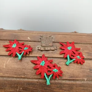 FLORAL VINTAGE appliques red green flower Patches #348