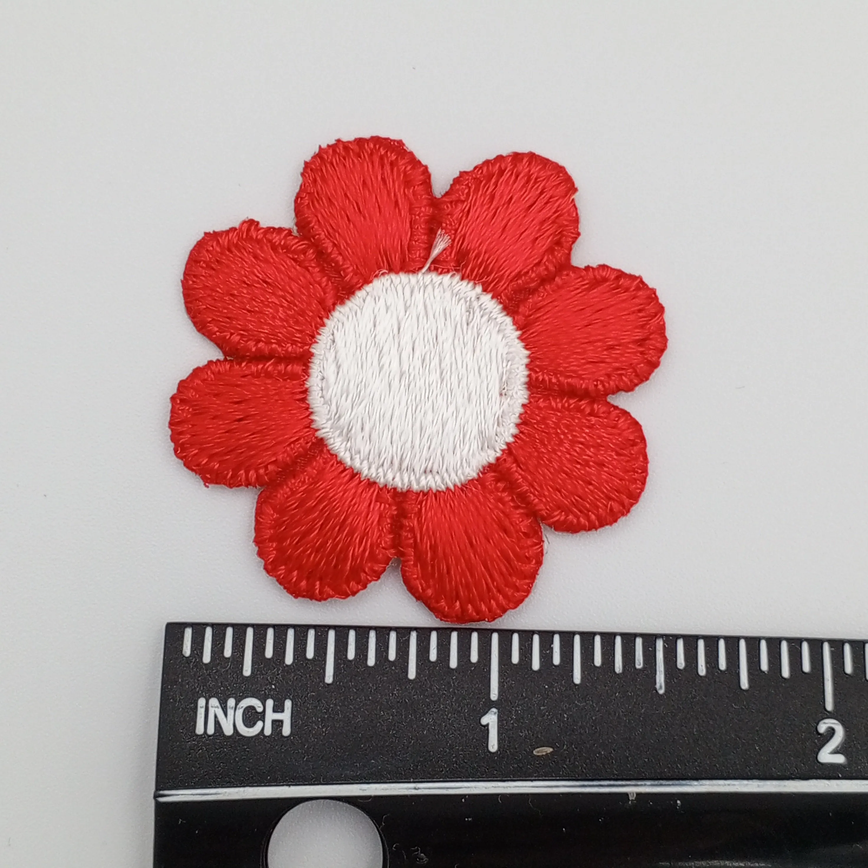 FLORAL VINTAGE appliques white red flower iron on Patches #213
