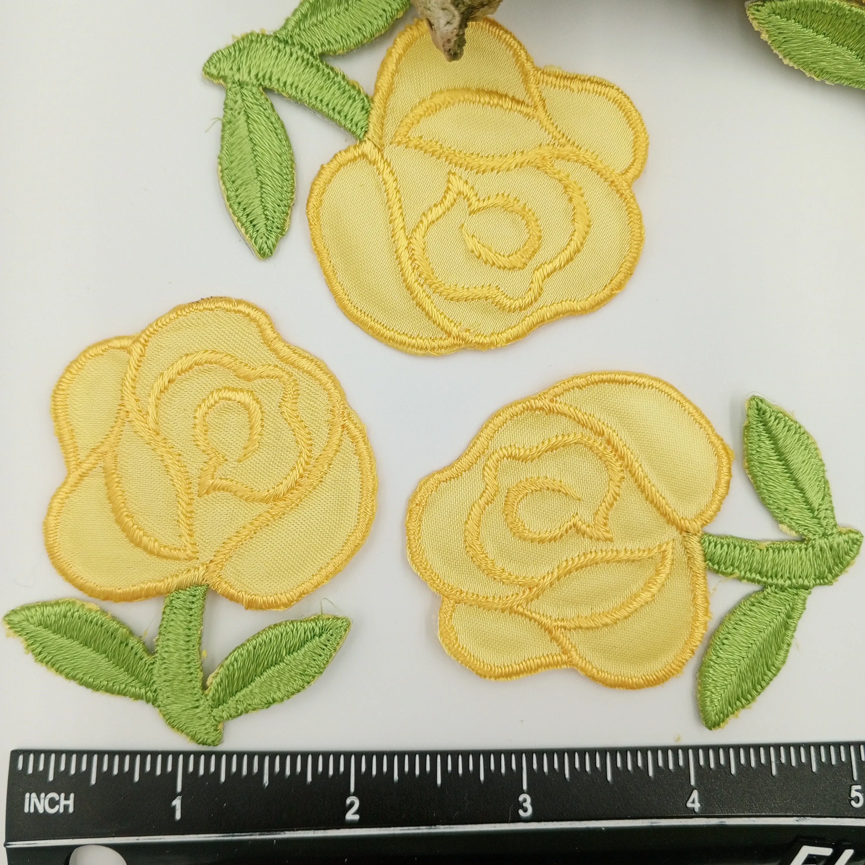 FLORAL VINTAGE appliques yellow green flower Patches #271