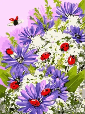 Flower Paint By Numbers Kits Uk AN1905
