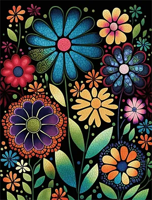 Flower Paint By Numbers Kits UK MJ2508