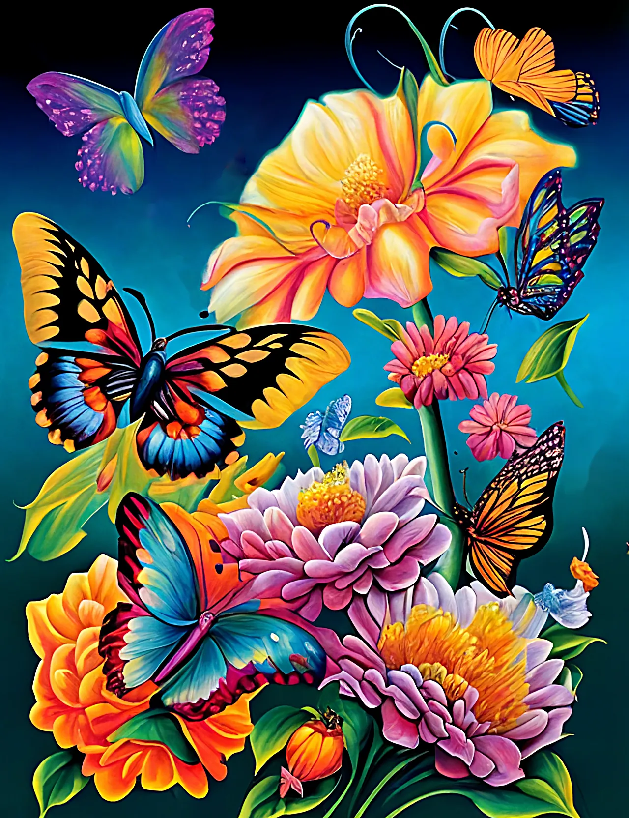 Flower Paint By Numbers Kits UK MJ2514
