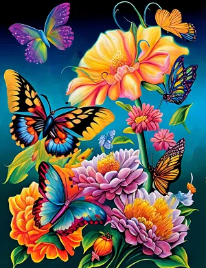 Flower Paint By Numbers Kits UK MJ2514