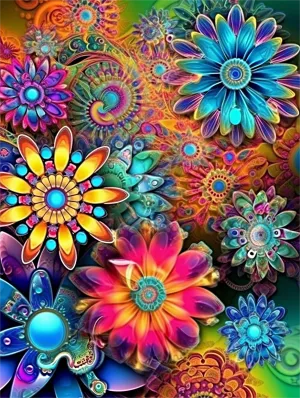 Flower Paint By Numbers Kits UK MJ2527