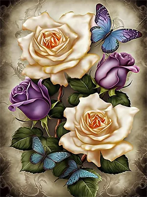 Flower Paint By Numbers Kits UK MJ2544