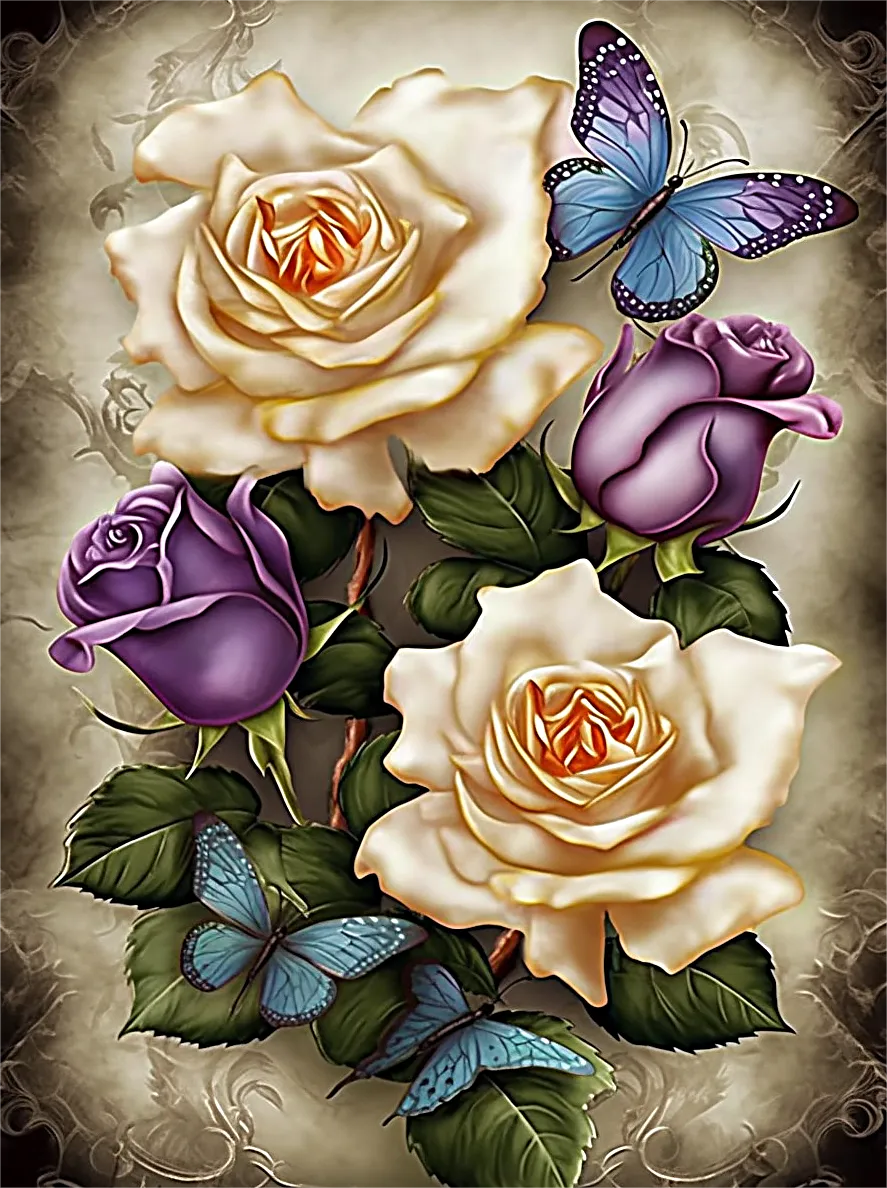 Flower Paint By Numbers Kits UK MJ2544