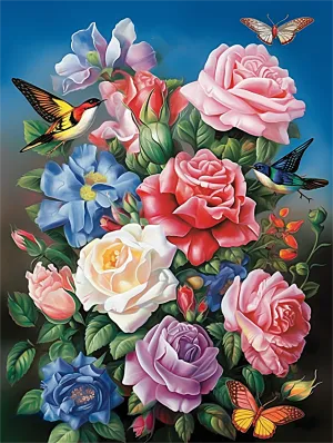 Flower Paint By Numbers Kits UK MJ2589