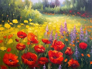 Flower Paint By Numbers Kits UK MJ2616
