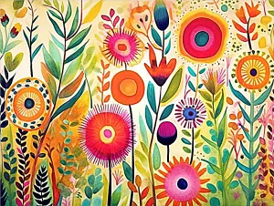 Flower Paint By Numbers Kits UK MJ2804