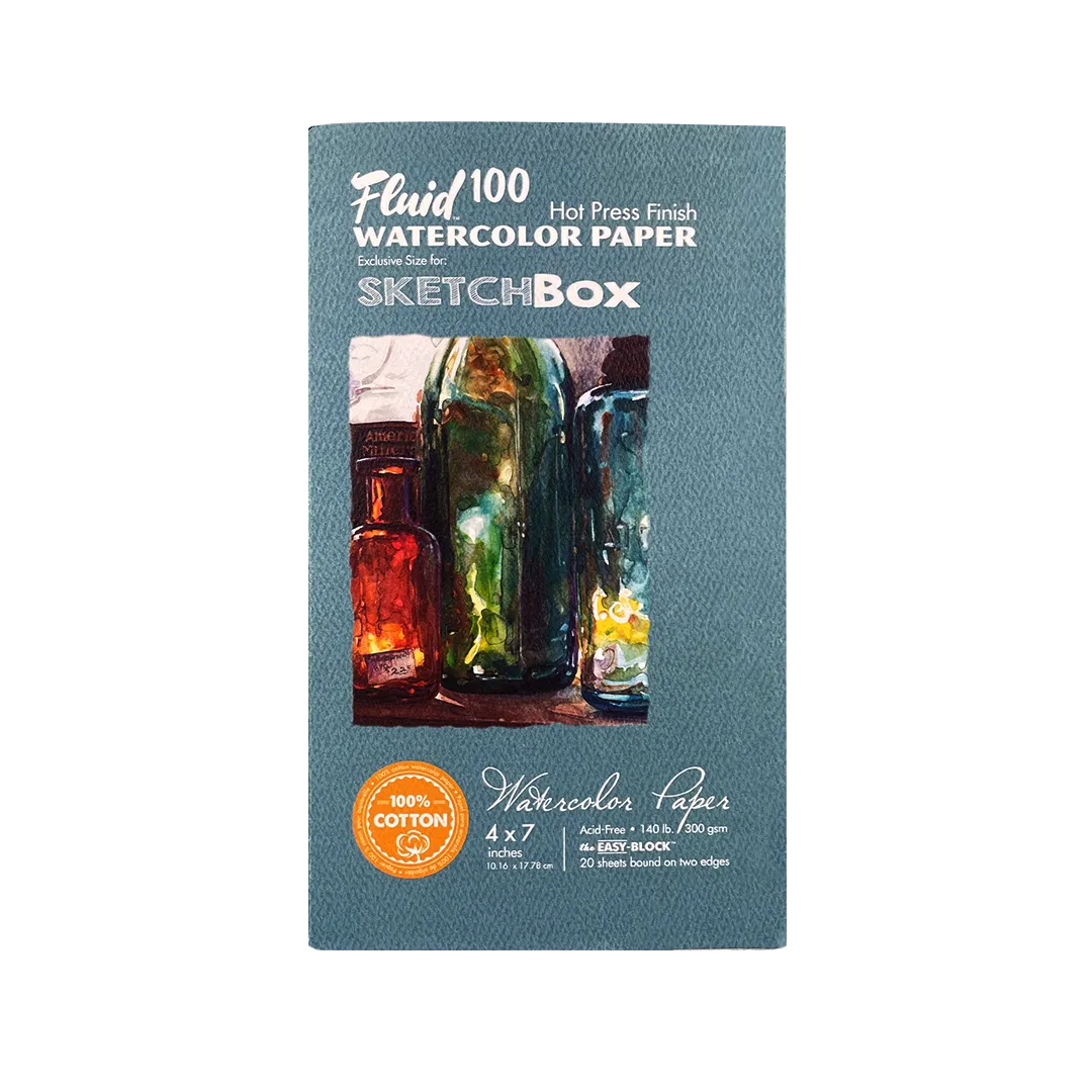 Fluid 100 Cotton Hot Press 4x7-20 sheets SketchBox Exclusive