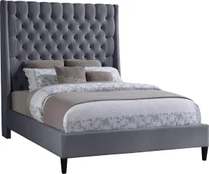 Fritz Grey Velvet Queen Bed