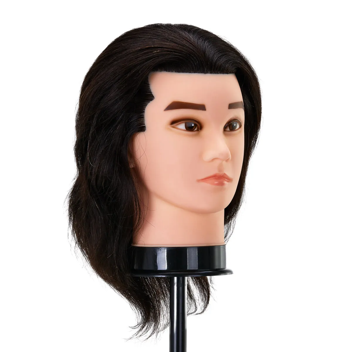 Gabbiano WZ3 Hairdressing Training Head, Natural Hair, Colour 1#, Length 8"