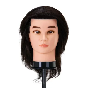 Gabbiano WZ3 Hairdressing Training Head, Natural Hair, Colour 1#, Length 8"