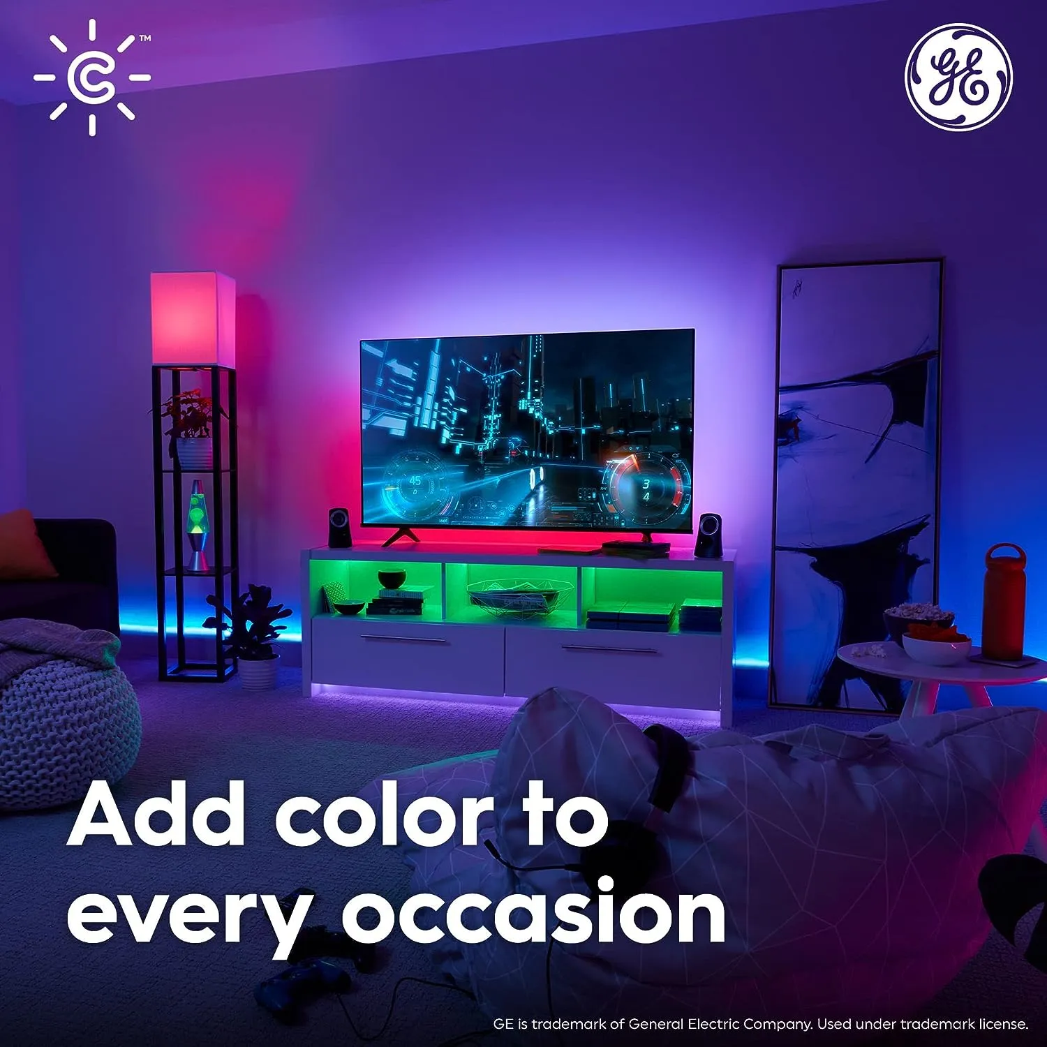 GE Lighting CYNC Smart LED Light Bulbs, Color Changing, Bluetooth and Wi-Fi, Works with Alexa and Google Home, A19 Bulbs (2 Pack)