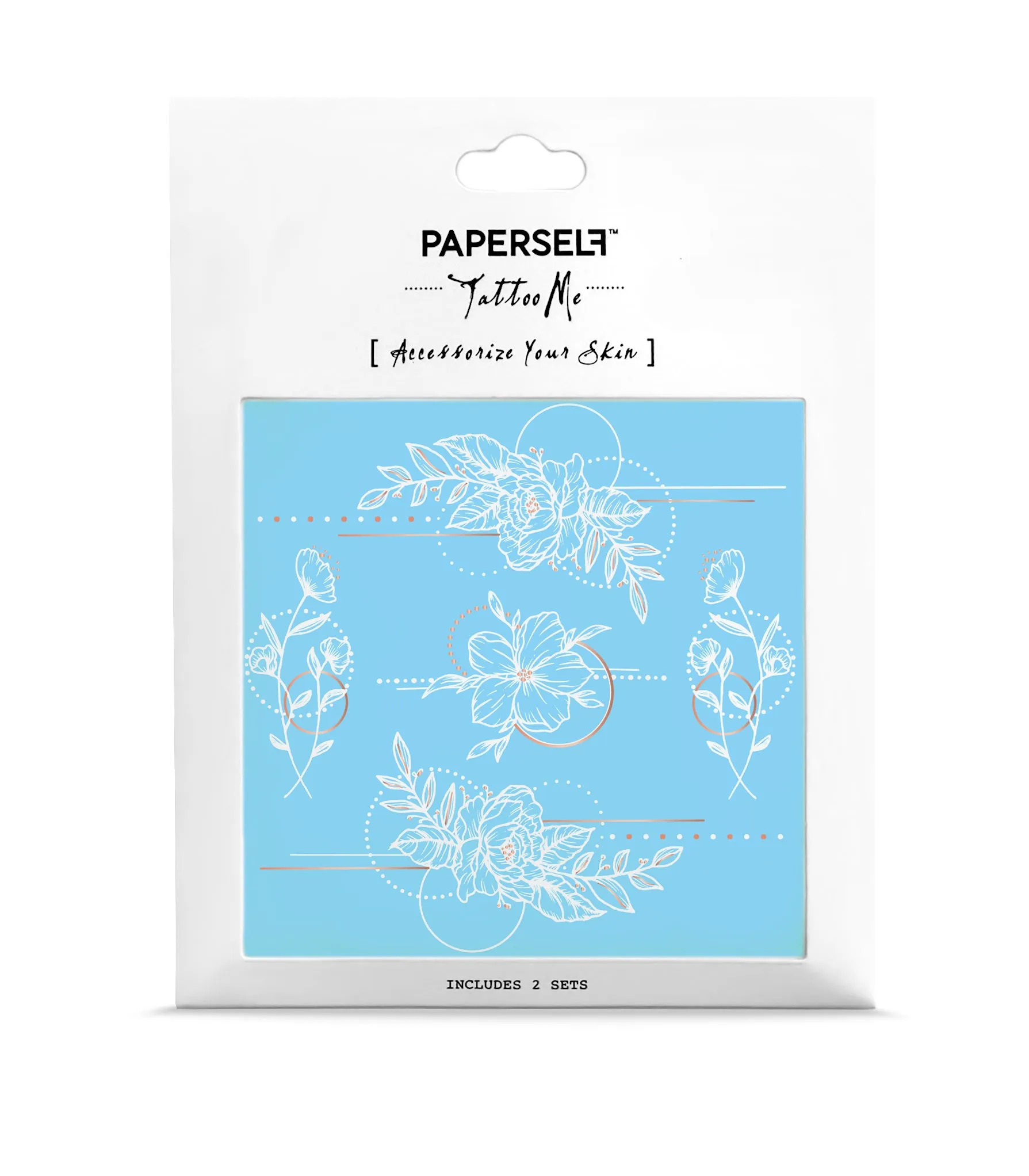 Geometric Flowers 2 White Temporary Tattoo