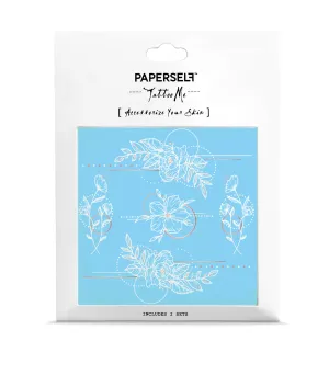 Geometric Flowers 2 White Temporary Tattoo