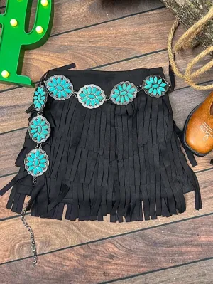 Girls Black Suede Skirt
