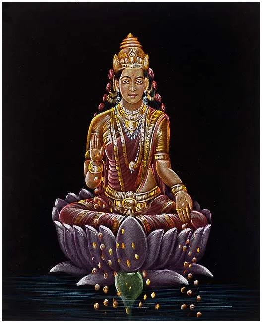 'Goddess of Wealth' Mata Lakshmi - Velvet Painting