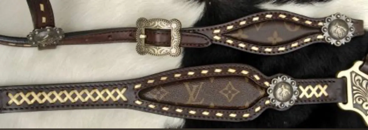 Gold Laced LV Repurposed Leather Tack Set