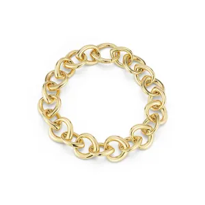 Gold Large Link Chain Shield Bracelet