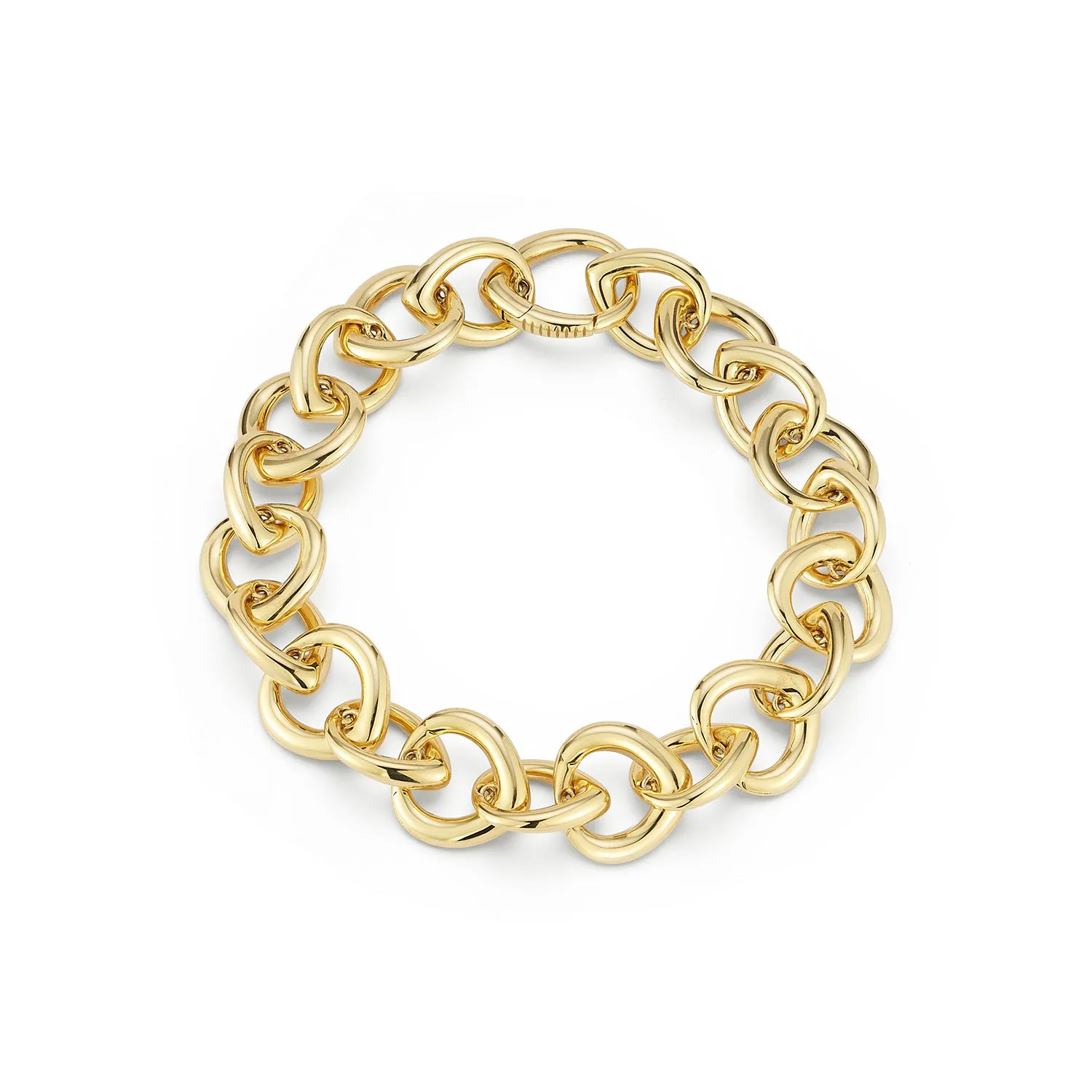 Gold Large Link Chain Shield Bracelet