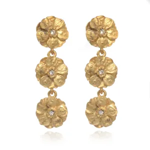 Goldtone Les Roses Triple Drop Earrings
