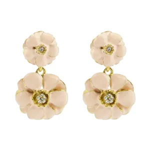 Goldtone Pink Les Roses Double Drop Earrings