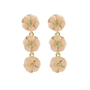 Goldtone Pink Les Roses Triple Drop Earrings