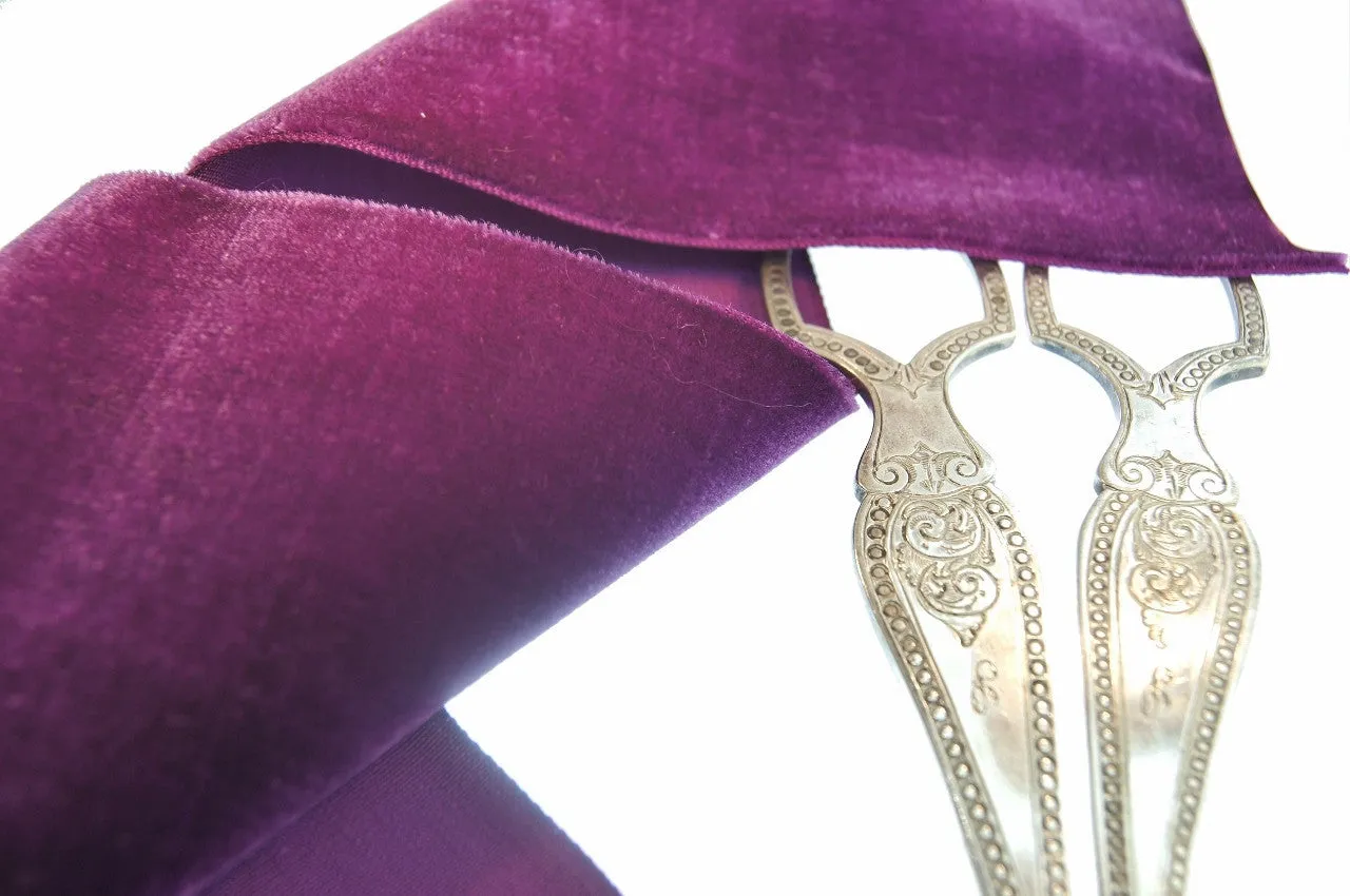 Grape Velvet Ribbon Vintage from France 72mm