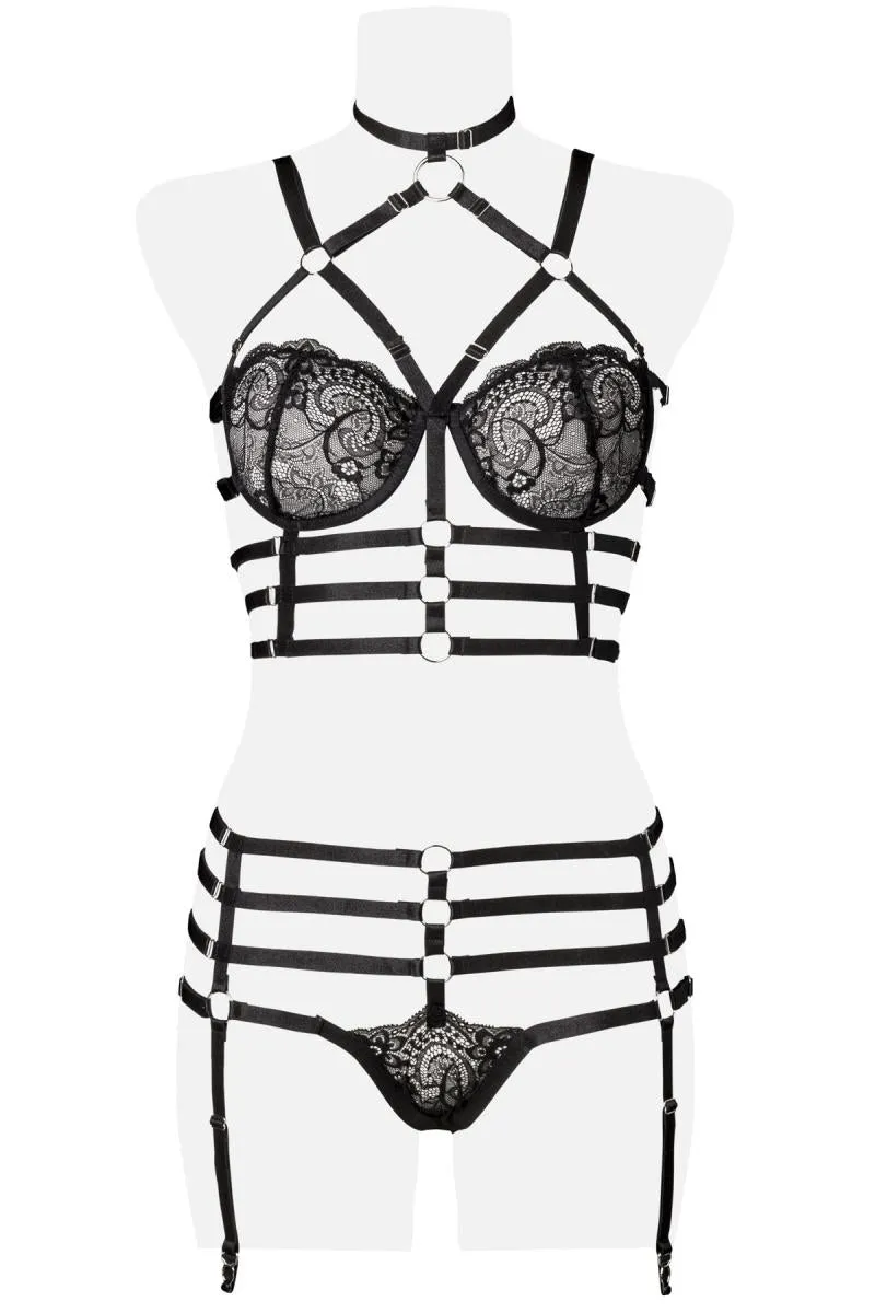 Grey Velvet 2-Piece Harness Set