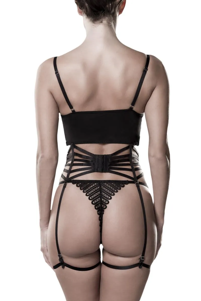Grey Velvet 3 Piece Suspender Set