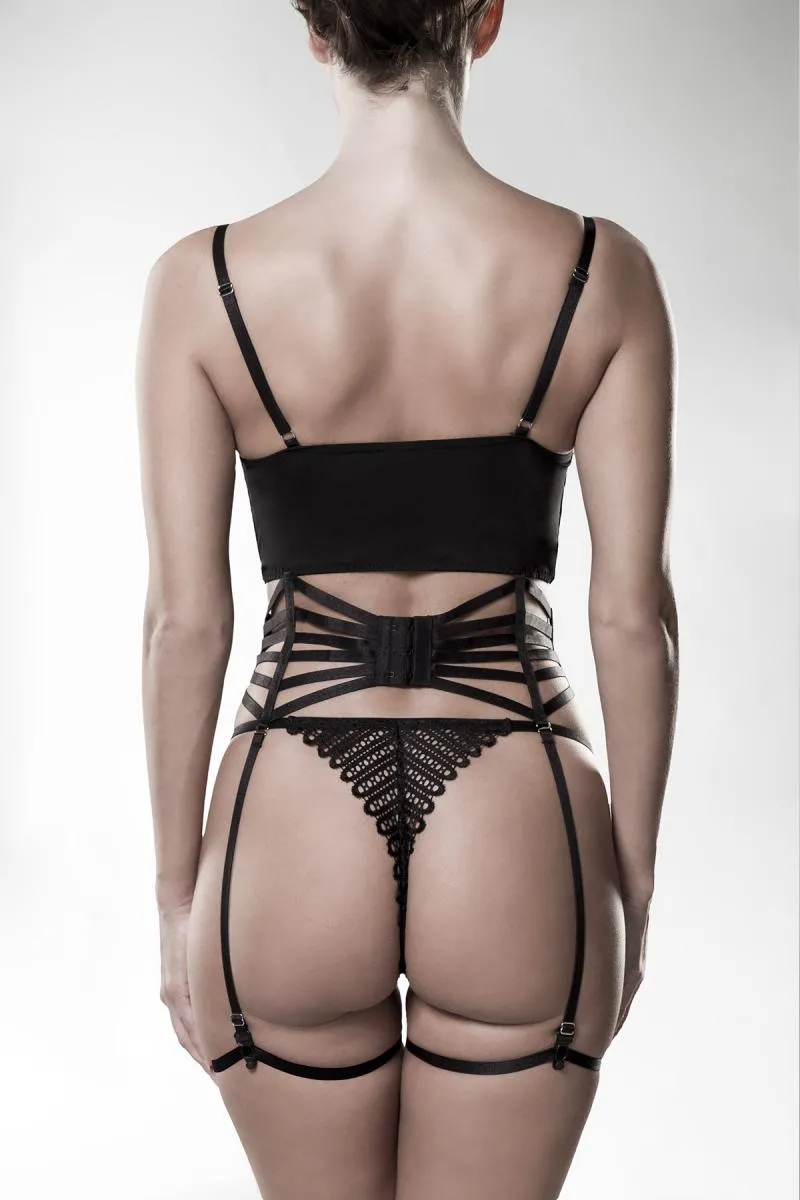 Grey Velvet 3 Piece Suspender Set