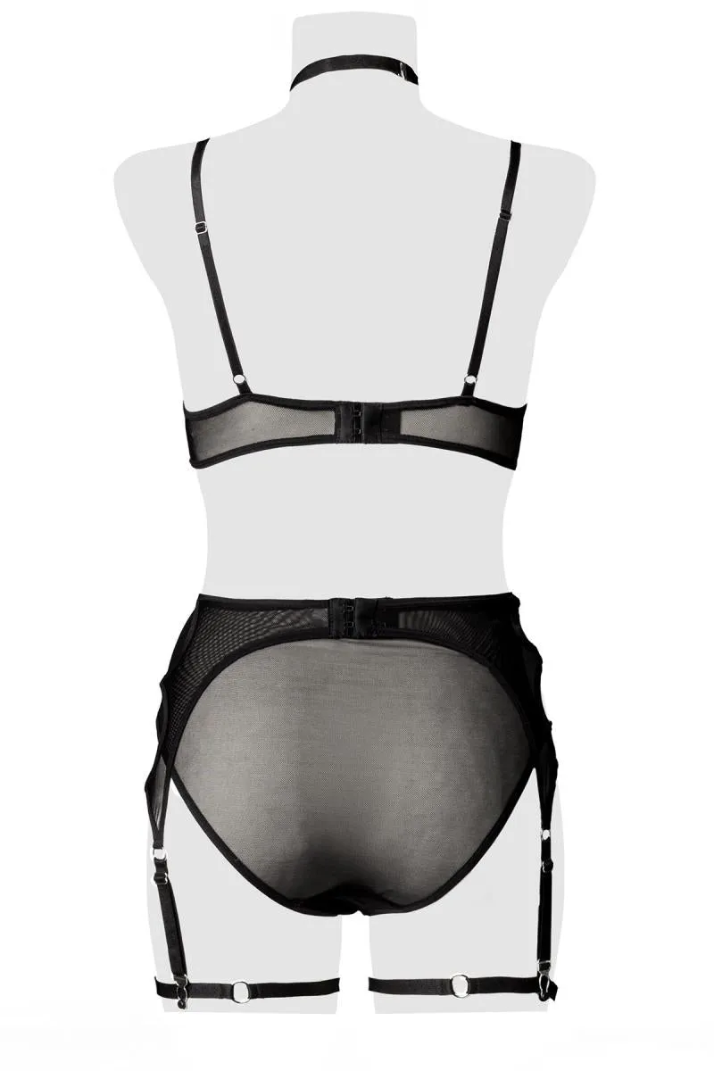 Grey Velvet Bra Set