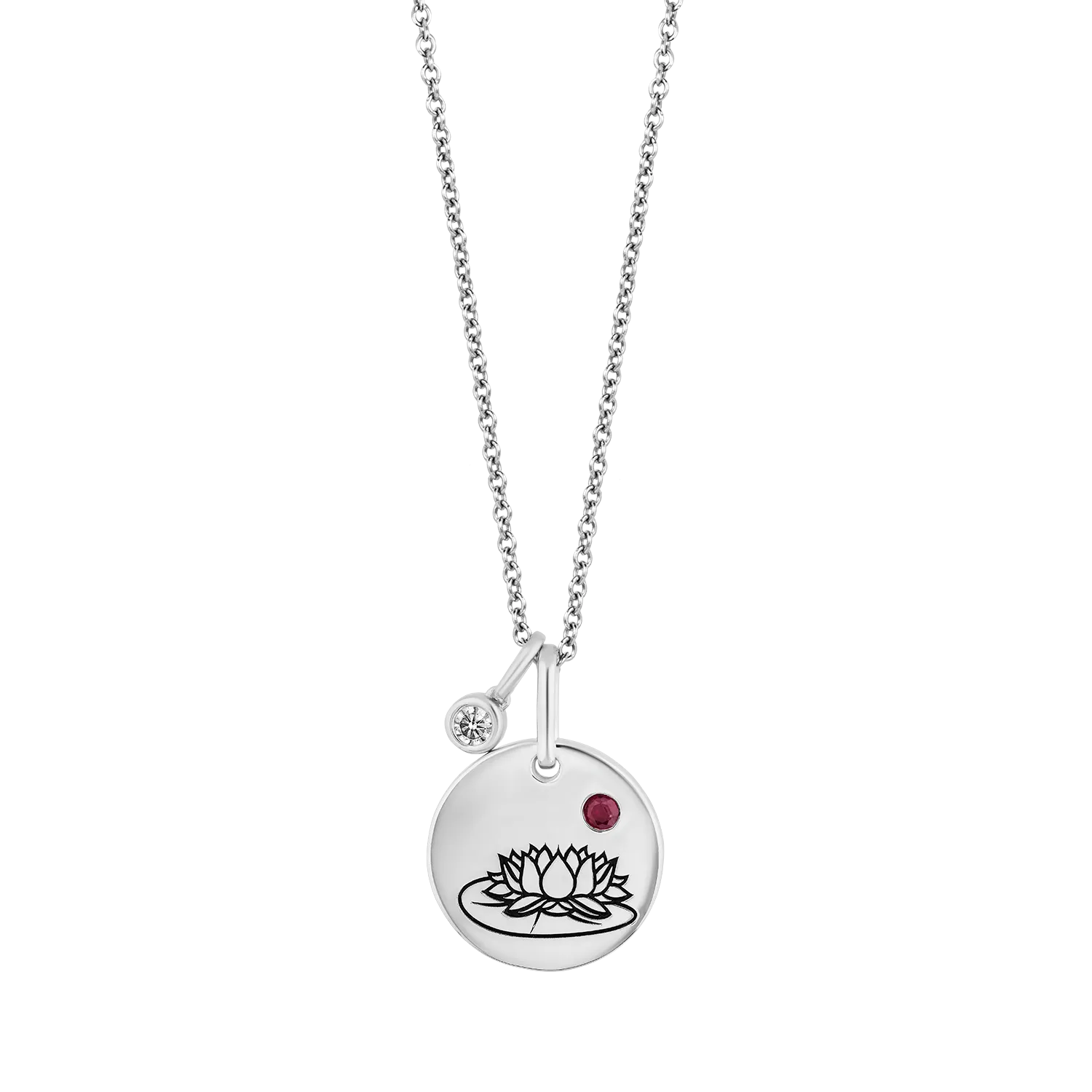 Hallmark Fine Jewelry July Flower of the Month Pendant in Sterling Silver with Ruby and Diamond Accent