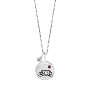 Hallmark Fine Jewelry July Flower of the Month Pendant in Sterling Silver with Ruby and Diamond Accent