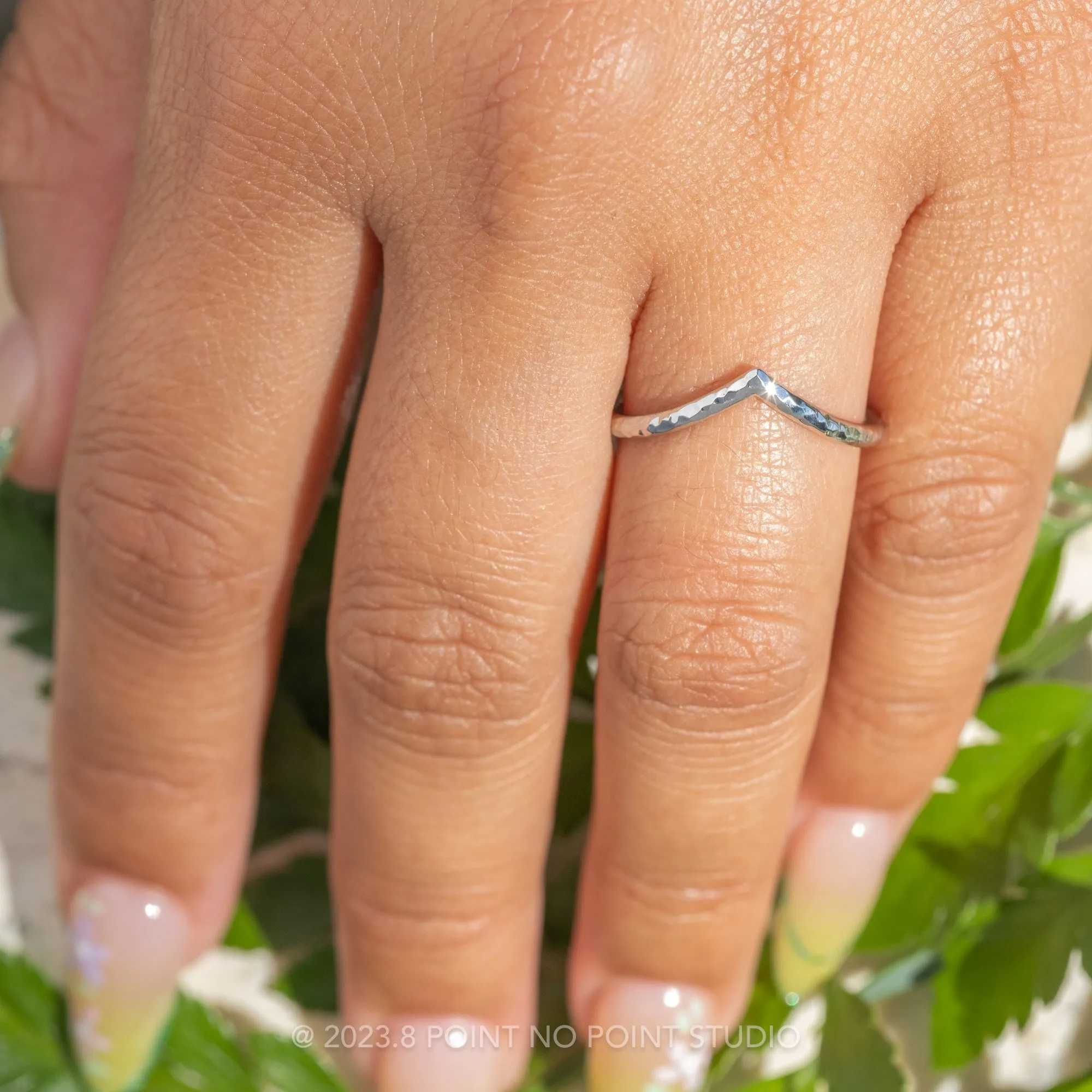 Hammered Vivian Wedding Band, Platinum