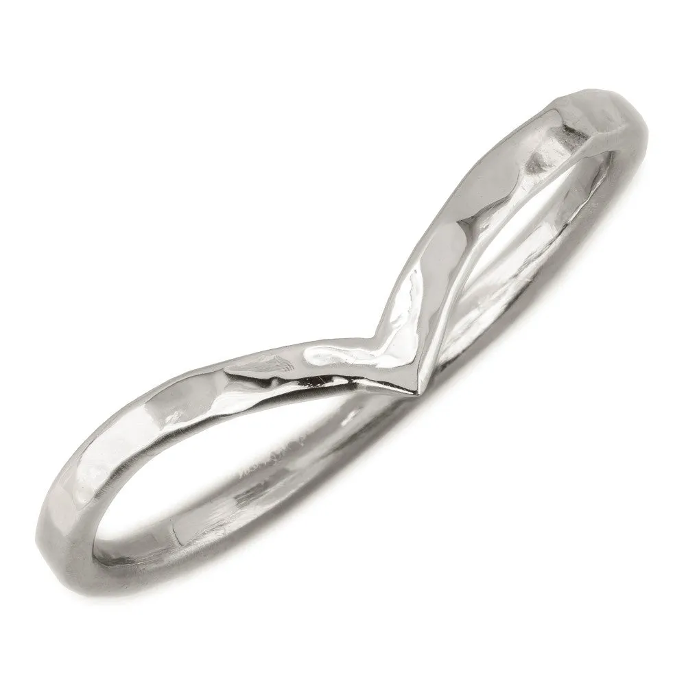 Hammered Vivian Wedding Band, Platinum