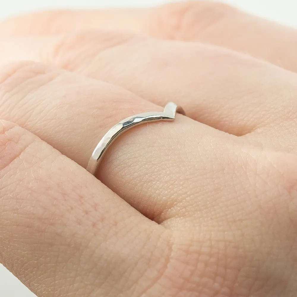 Hammered Vivian Wedding Band, Platinum