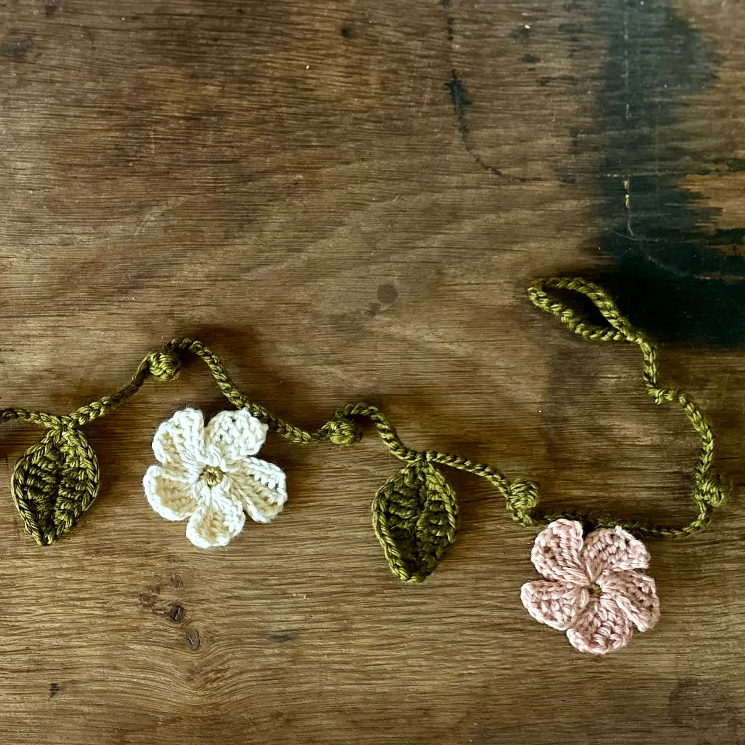 Hand Crocheted Wool Primrose Garland