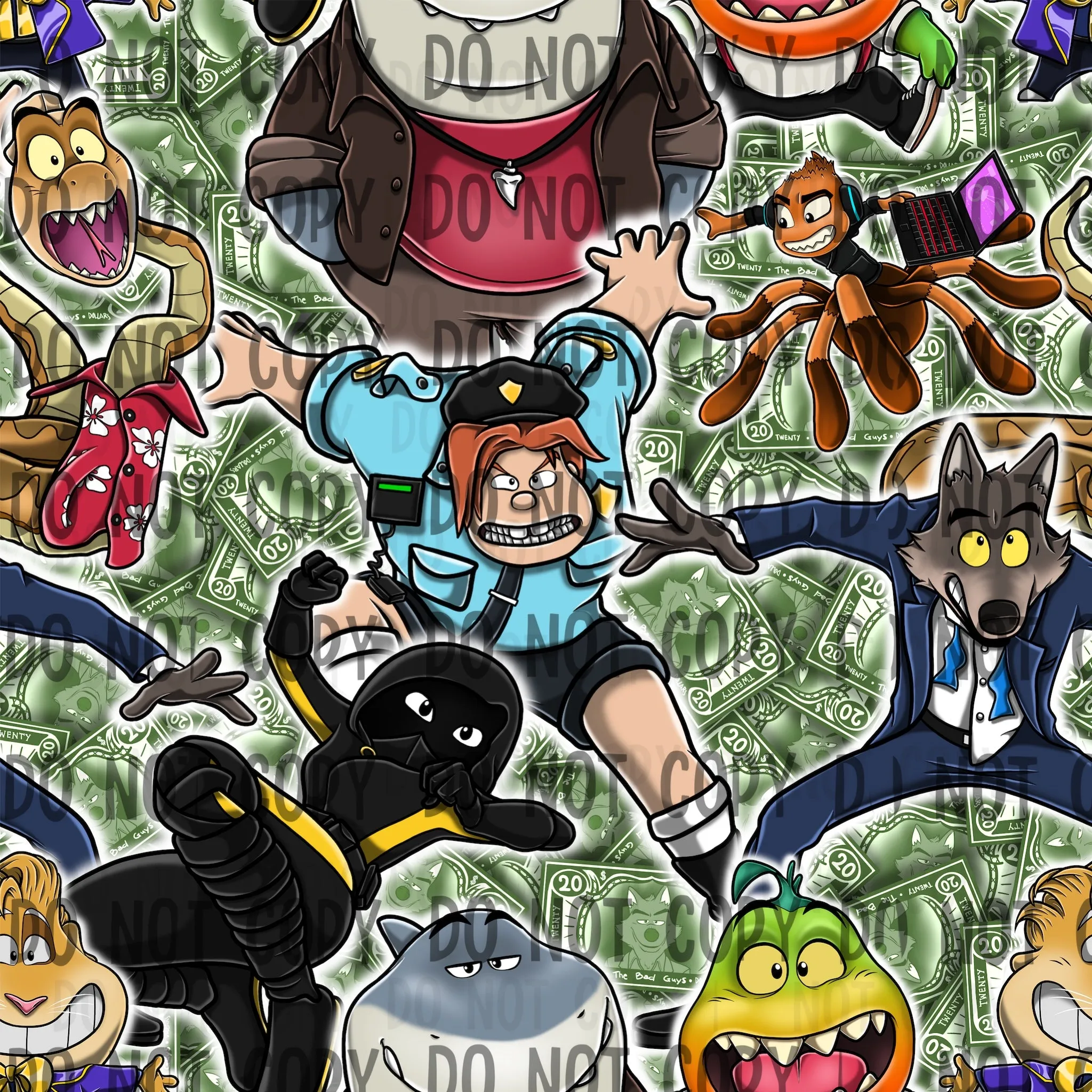 HAND DRAWN EXCLUSIVE Bad Guys Fabric