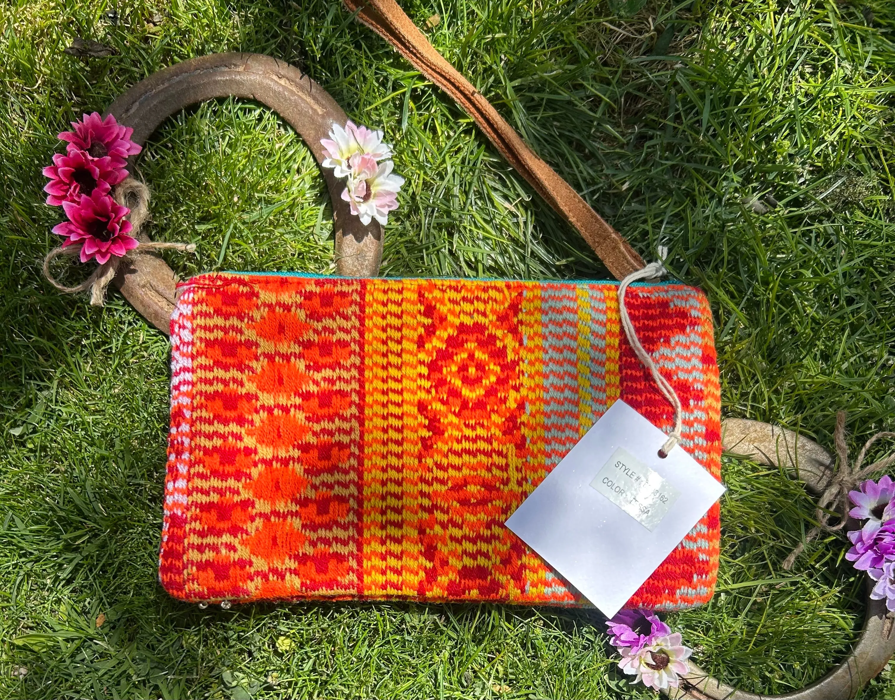 Handbeaded Western Orange Bohemian Clutch